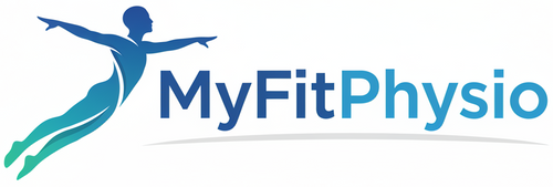 MyFitPhysio Logo with Flying Person